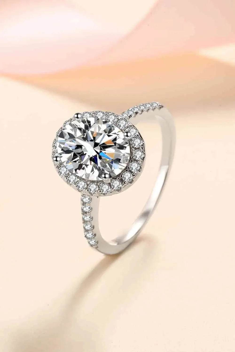 2 Carat Moissanite 925 Sterling Silver Halo Ring Moissanite - Tophatter Daily Deals
