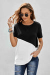 Two-Tone Round Neck Tee Women's T-Shirts - Tophatter Daily Deals