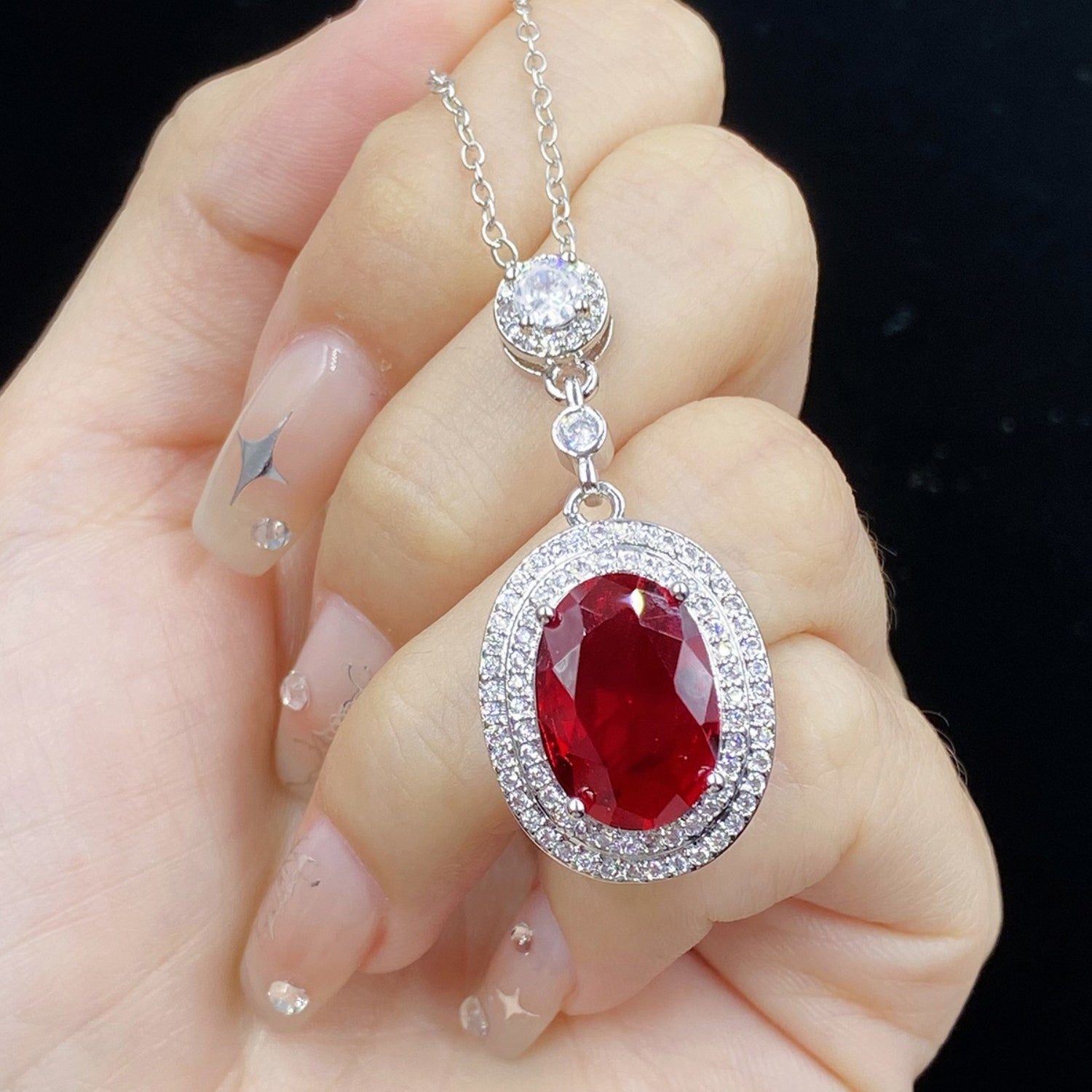 Silver-Plated Zircon Pendant Necklace Silver One Size Necklaces - Tophatter Daily Deals