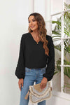 Swiss Dot Balloon Sleeve Blouse Black Women's T-Shirts - Tophatter Daily Deals