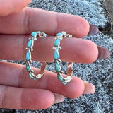 Artificial Turquoise Silver-Plated Hoop Earrings Earrings - Tophatter Daily Deals