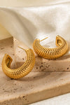 Stainless Steel Scale C-Hoop Earrings Earrings - Tophatter Daily Deals