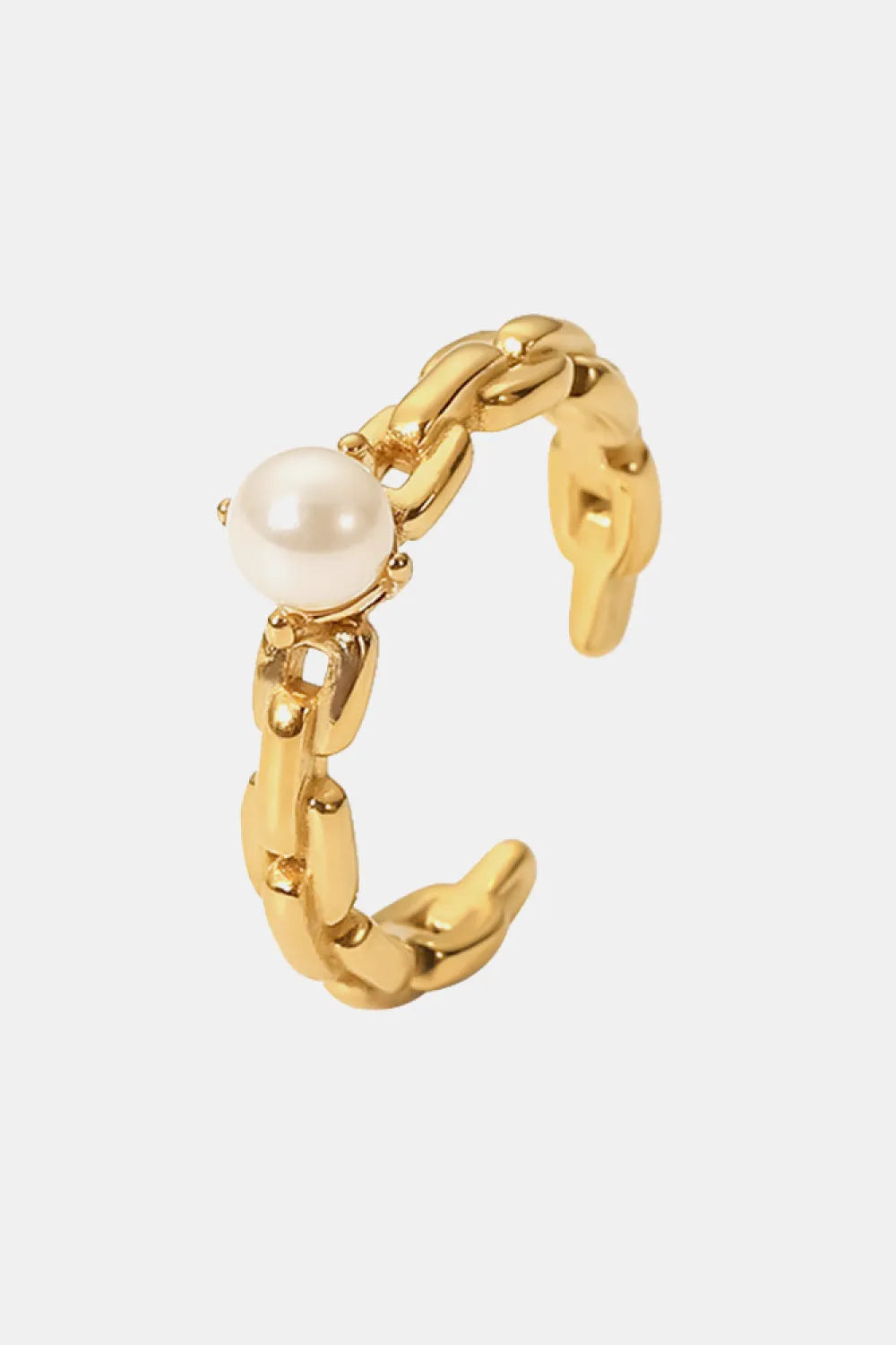 Pearl Stainless Steel Open Ring Rings - Tophatter Daily Deals