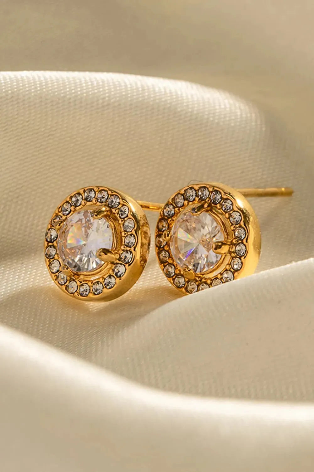 Inlaid Zircon Stainless Steel Stud Earrings Earrings - Tophatter Daily Deals