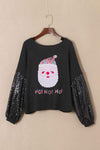 Waffle-Knit Santa Graphic Sequin Long Sleeve Blouse Blouses - Tophatter Daily Deals