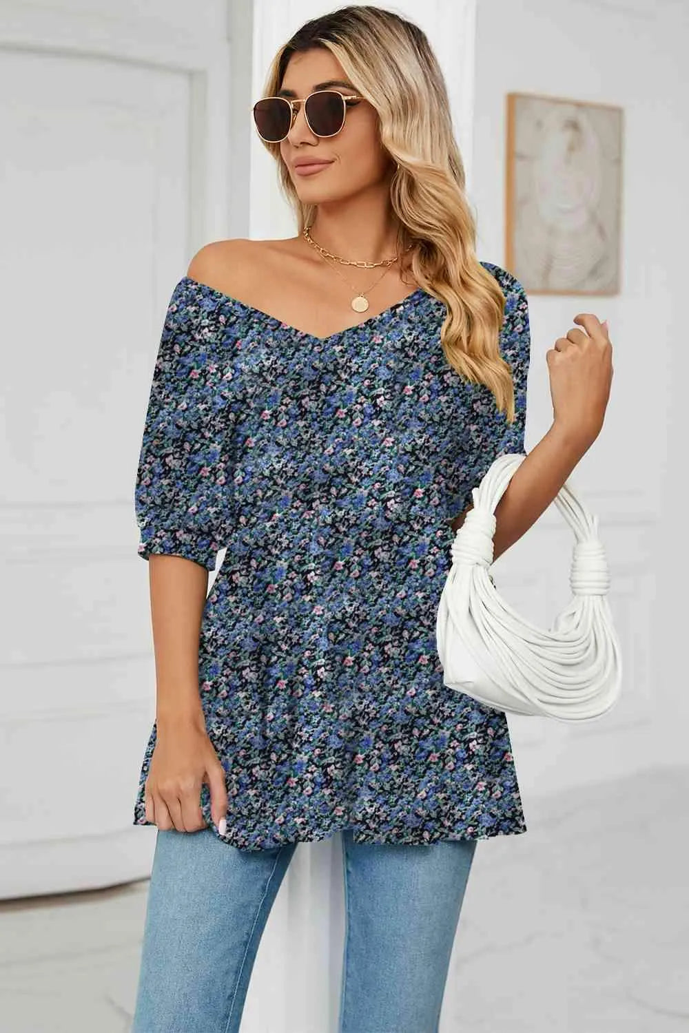 V-Neck Babydoll Blouse Blouses - Tophatter Daily Deals