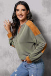 Striped Notched Long Sleeve Blouse Blouses - Tophatter Daily Deals