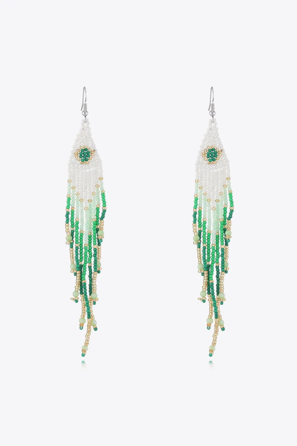 Beaded Dangle Earrings Mid Green One Size Earrings - Tophatter Daily Deals