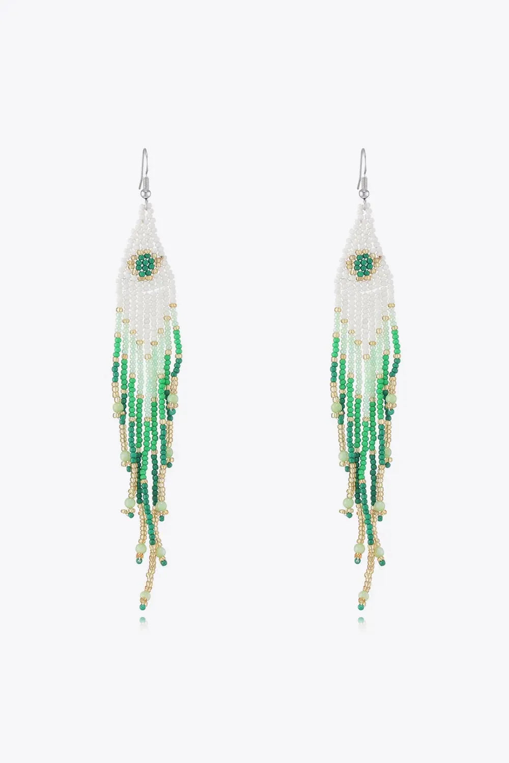Beaded Dangle Earrings Mid Green One Size Earrings - Tophatter Daily Deals