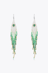 Beaded Dangle Earrings Mid Green One Size Earrings - Tophatter Daily Deals