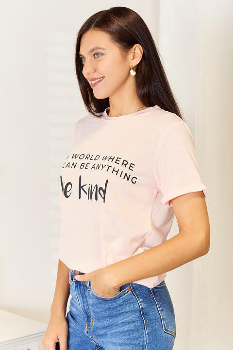 Simply Love Slogan Graphic Cuffed T-Shirt Women's T-Shirts - Tophatter Daily Deals