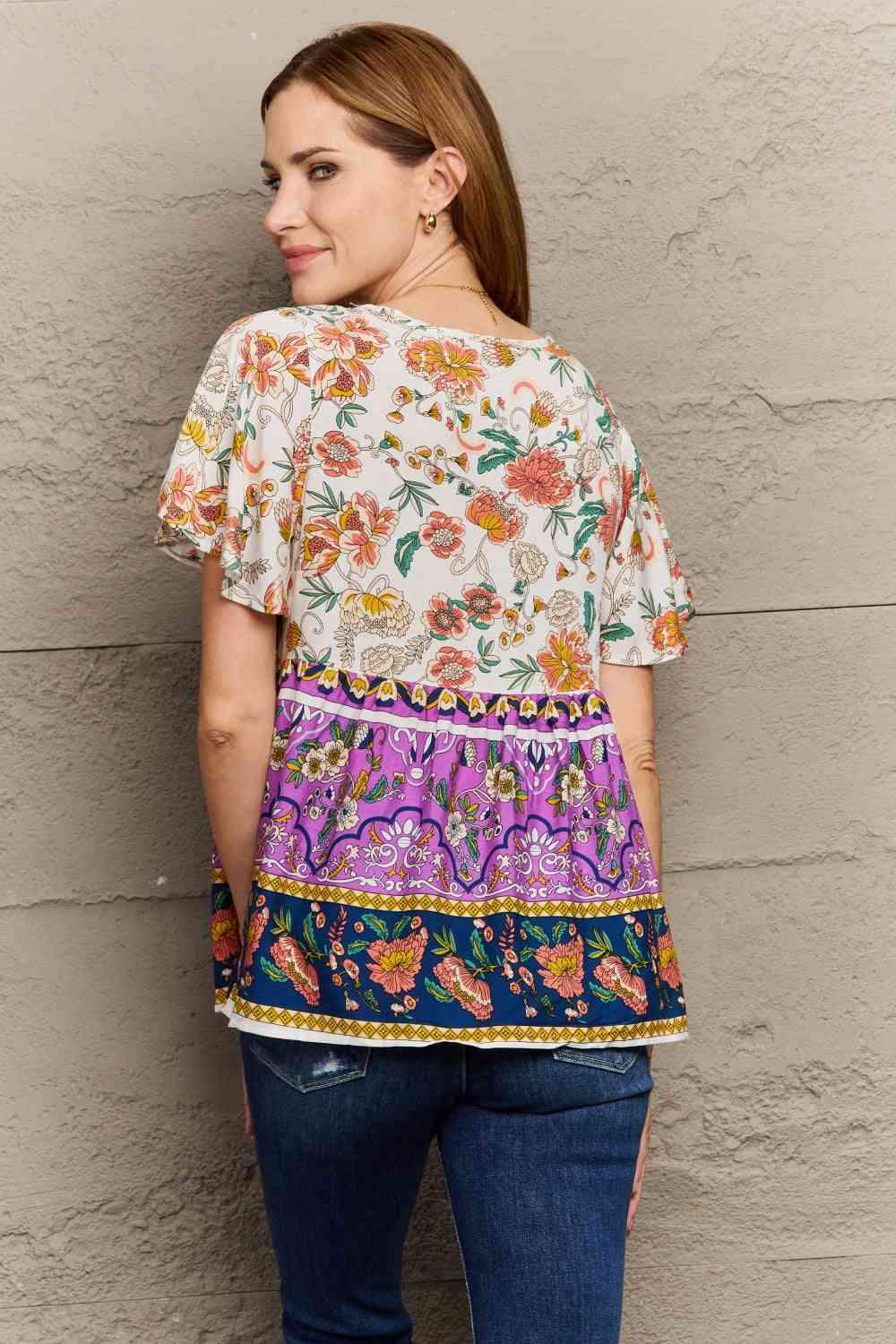 Bohemian Tie-Neck Flutter Sleeve Blouse Blouses - Tophatter Daily Deals