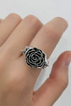 Rose 18K Silver-Plated Ring Black One Size Rings - Tophatter Daily Deals