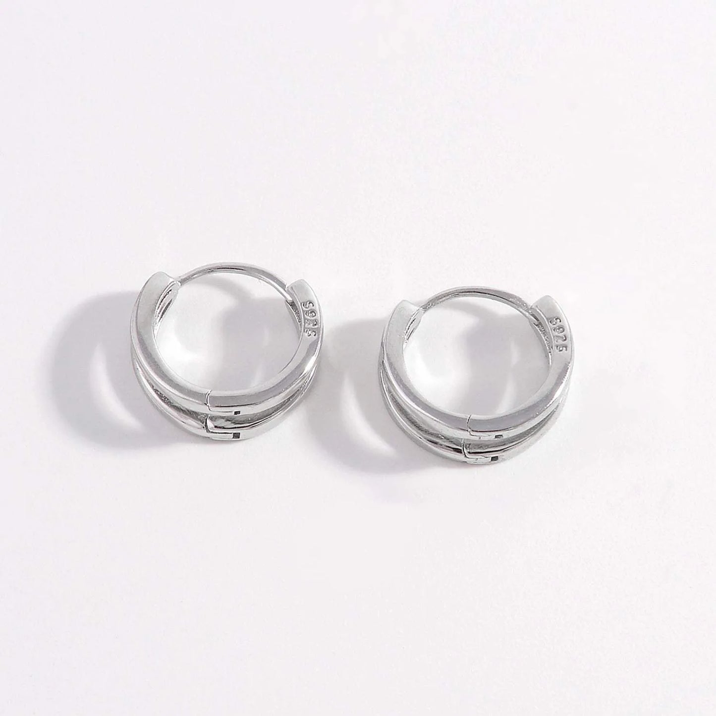925 Sterling Silver Inlaid Zircon Huggie Earrings Earrings - Tophatter Daily Deals
