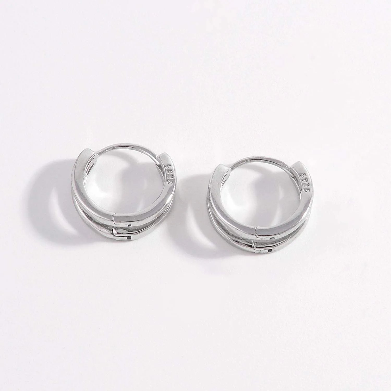 925 Sterling Silver Inlaid Zircon Huggie Earrings Earrings - Tophatter Daily Deals