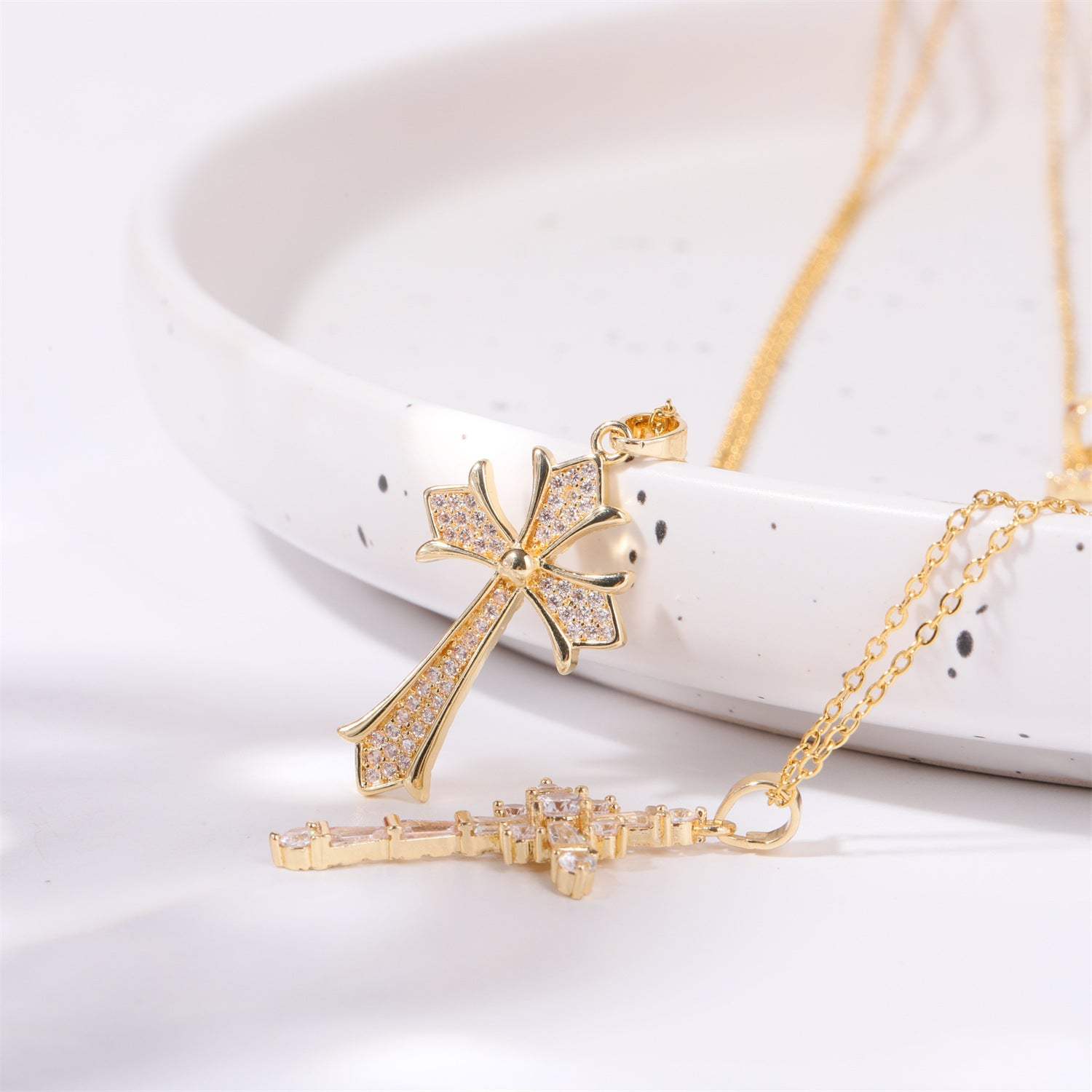 Stainless Steel Inlaid Zircon Cross Necklace Necklaces - Tophatter Daily Deals