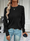 Round Neck Long Sleeve T-Shirt Black Women's T-Shirts - Tophatter Daily Deals