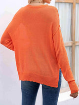 Round Neck Dropped Shoulder Slit T-Shirt Women's T-Shirts - Tophatter Daily Deals