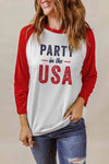 Simply Love PARTY IN THE USA Graphic Raglan Sleeve Tee Multicolor Women's T-Shirts - Tophatter Daily Deals