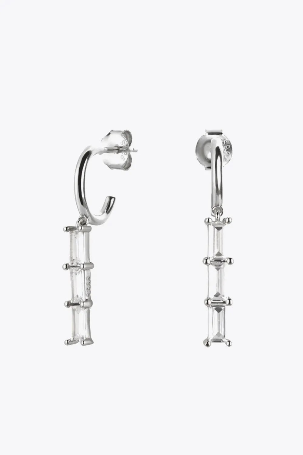 Inlaid Zircon 925 Sterling Silver Earrings Silver One Size Earrings - Tophatter Daily Deals