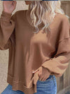 V-Neck Waffle-Knit Slit Top - Tophatter Deals