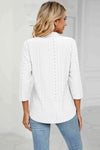 Eyelet Three-Quarter Sleeve Blouse Blouses - Tophatter Daily Deals