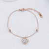 Inlaid Rhinestone Titanium Steel Heart Bracelet Rose Gold One Size Bracelets - Tophatter Daily Deals