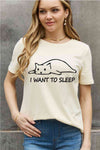 Simply Love Full Size I WANT TO SLEEP Graphic Cotton Tee Women's T-Shirts - Tophatter Daily Deals