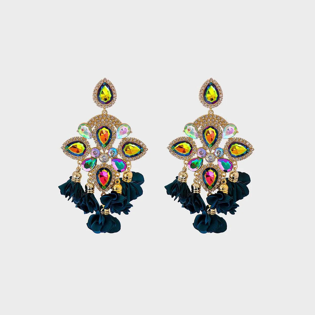 Flower Shape Rhinestone Alloy Dangle Earrings Blueberry One Size Earrings - Tophatter Daily Deals