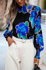 Printed Smocked Puff Sleeve Blouse Blouses - Tophatter Daily Deals