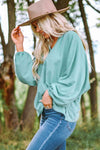 Notched Neck Balloon Sleeve Blouse Blouses - Tophatter Daily Deals