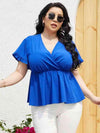 Plus Size Surplice Neck Babydoll Blouse Blouses - Tophatter Daily Deals