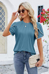 Round Neck Petal Sleeve T-Shirt Women's T-Shirts - Tophatter Daily Deals