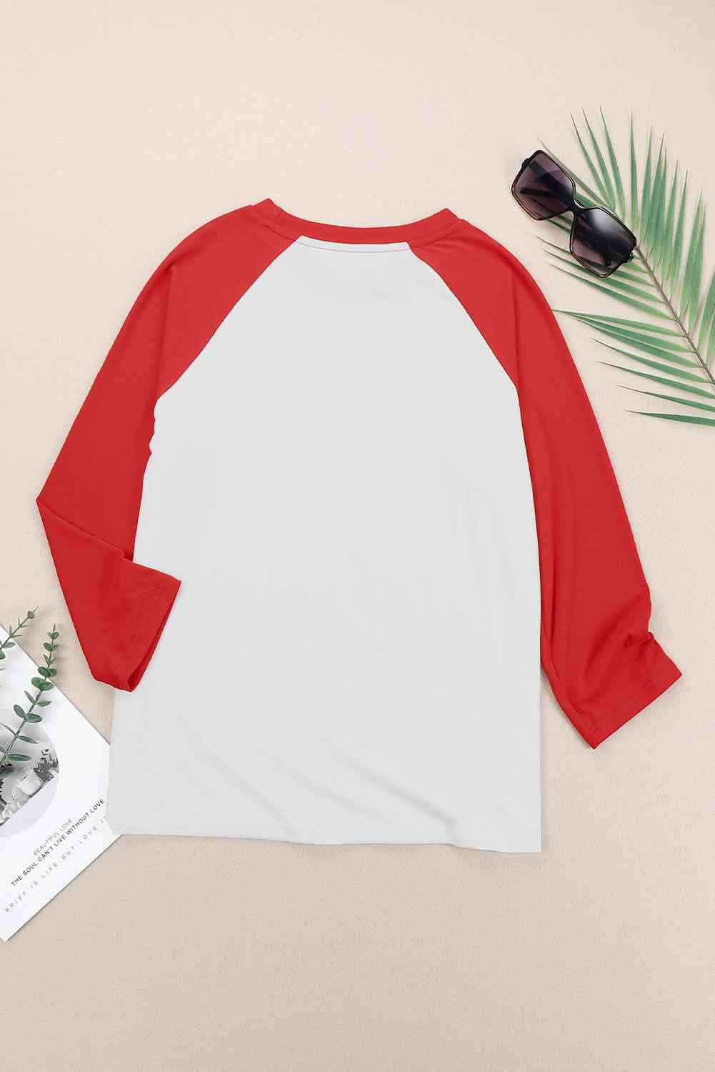 Simply Love PARTY IN THE USA Graphic Raglan Sleeve Tee Women's T-Shirts - Tophatter Daily Deals