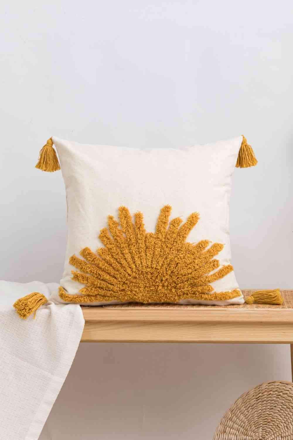 Sun Graphic Tassel Decorative Throw Pillow Case Decorative Pillowcases - Tophatter Daily Deals