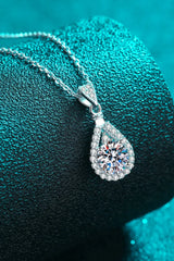 1 Carat Moissanite Teardrop Pendant Chain Necklace Moissanite - Tophatter Daily Deals