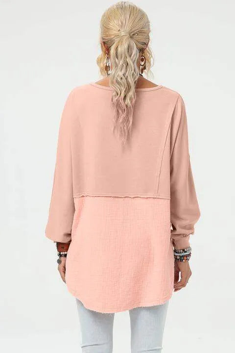 Curved Hem Dolman Sleeve Top Blouses - Tophatter Daily Deals