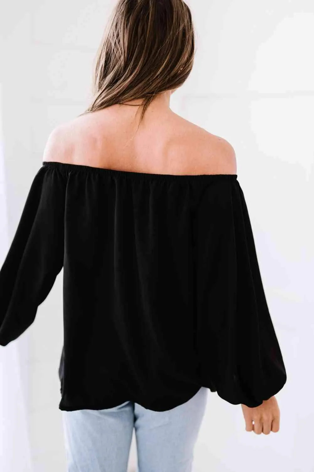 Off-Shoulder Balloon Sleeve Top Blouses - Tophatter Daily Deals