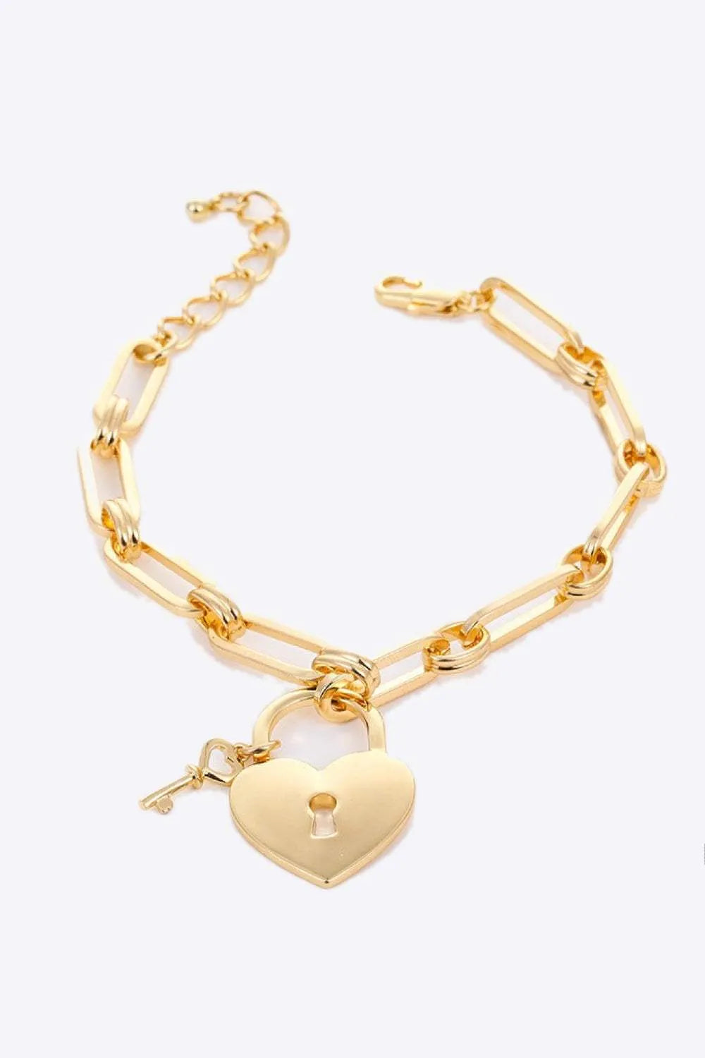5-Piece Wholesale Heart Lock Charm Chain Bracelet Gold One Size Bracelets - Tophatter Daily Deals