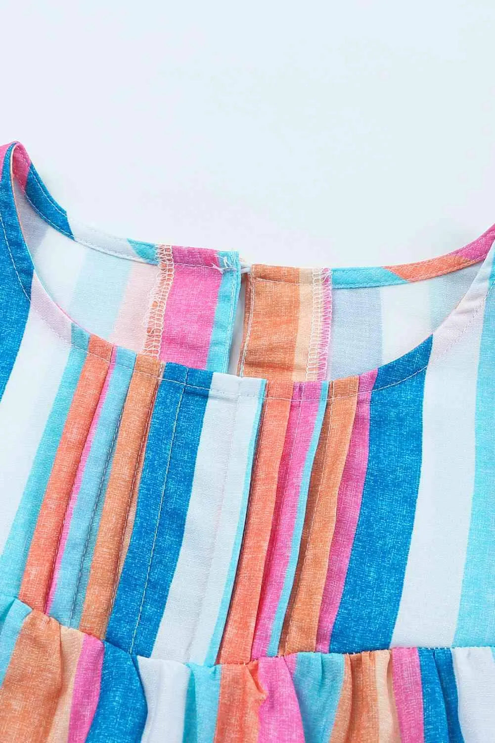 Multicolored Stripe Flutter Sleeve Blouse Blouses - Tophatter Daily Deals