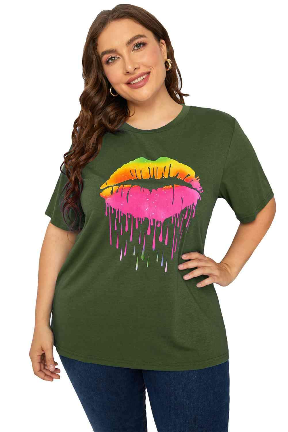 Plus Size Lip Graphic Tee Shirt Women's T-Shirts - Tophatter Daily Deals