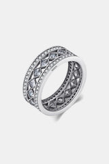 925 Sterling Silver Cutout Cubic Zirconia Ring Silver Rings - Tophatter Daily Deals