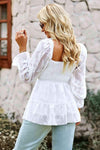 Double Take Smocked Square Neck Flounce Sleeve Blouse Blouses - Tophatter Daily Deals