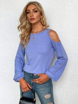 Round Neck Cold Shoulder T-Shirt Women's T-Shirts - Tophatter Daily Deals