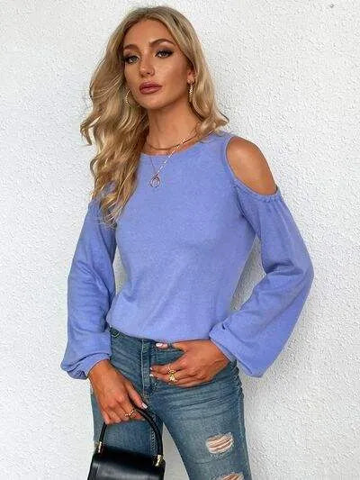 Round Neck Cold Shoulder T-Shirt Women's T-Shirts - Tophatter Daily Deals