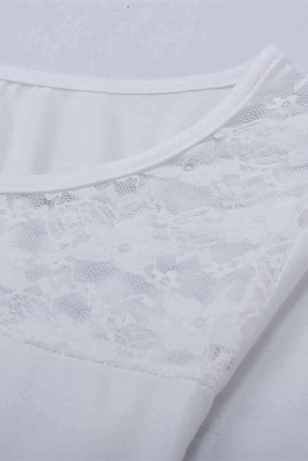 Contrast Lace Button Up Top Blouses - Tophatter Daily Deals