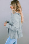 Frill Trim Flounce Sleeve Blouse Blouses - Tophatter Daily Deals