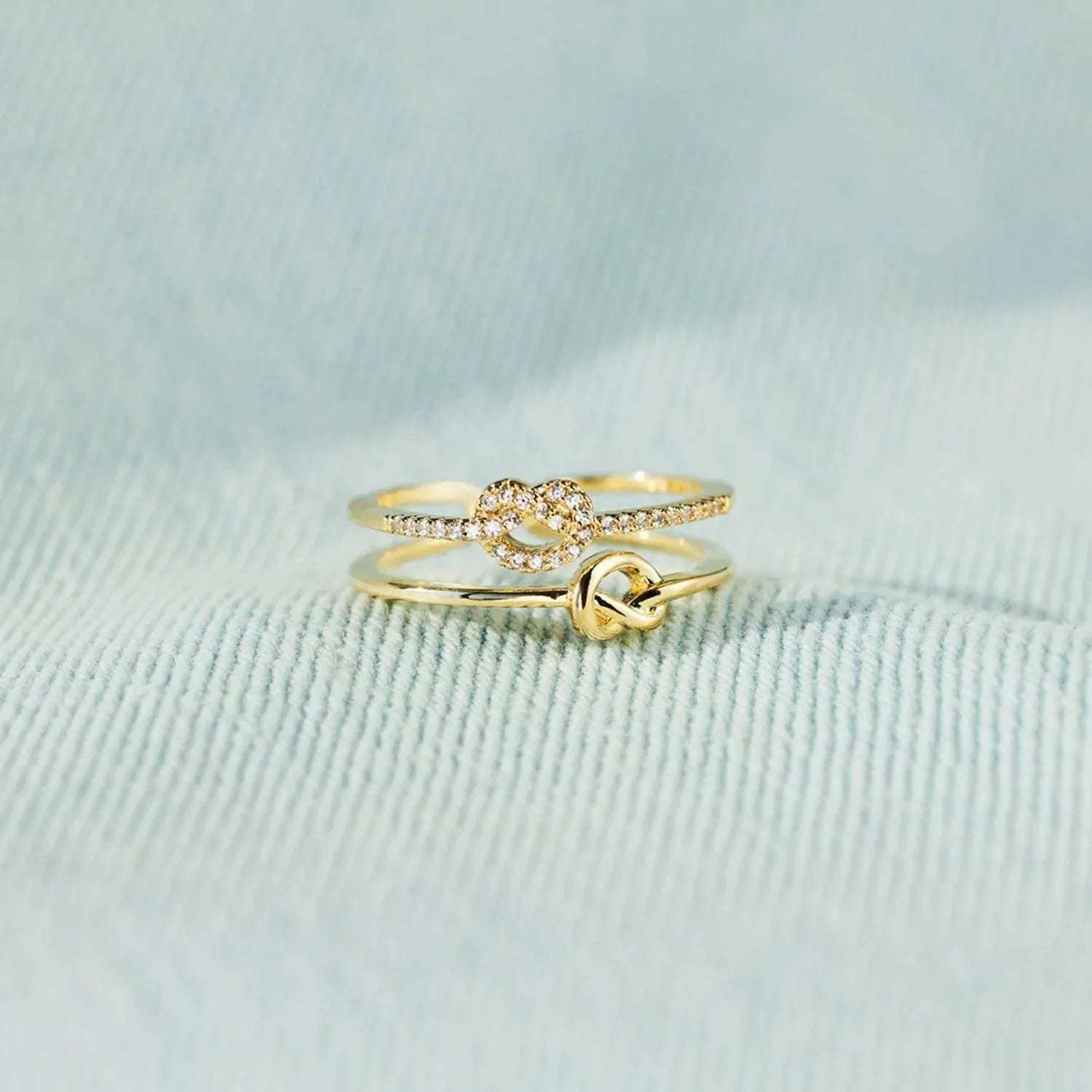 925 Sterling Silver Double-Layered Knot Ring Rings - Tophatter Daily Deals