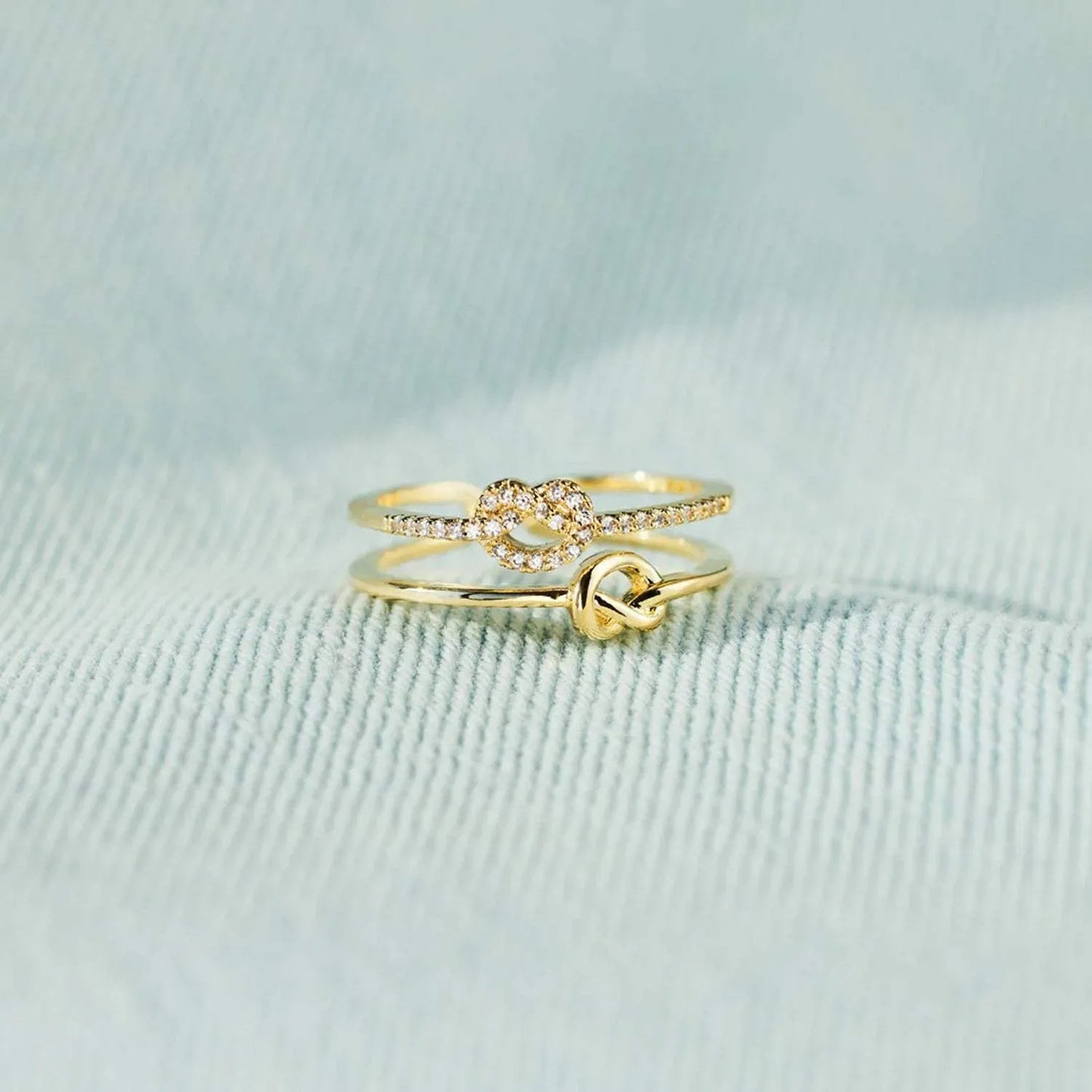 925 Sterling Silver Double-Layered Knot Ring Rings - Tophatter Daily Deals
