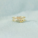 925 Sterling Silver Double-Layered Knot Ring Rings - Tophatter Daily Deals